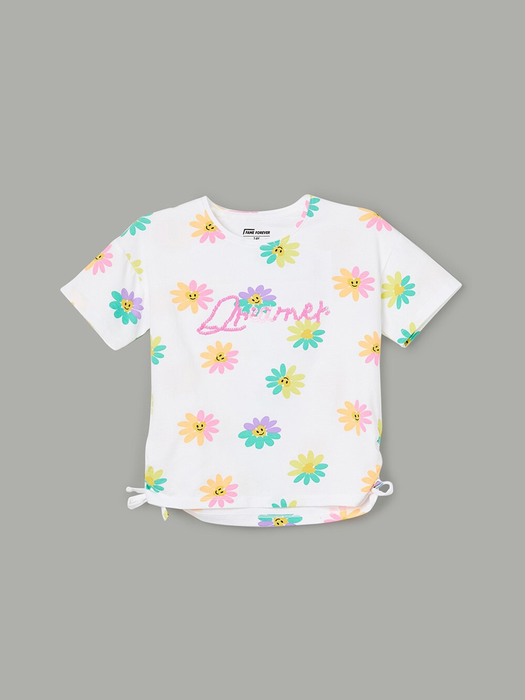 Fame Forever by Lifestyle Girls Floral Printed Round Neck Pure Cotton Casual T-shirt, White
Fame Forever by Lifestyle Girls Floral Printed Round Neck Pure Cotton Casual T-shirt, White