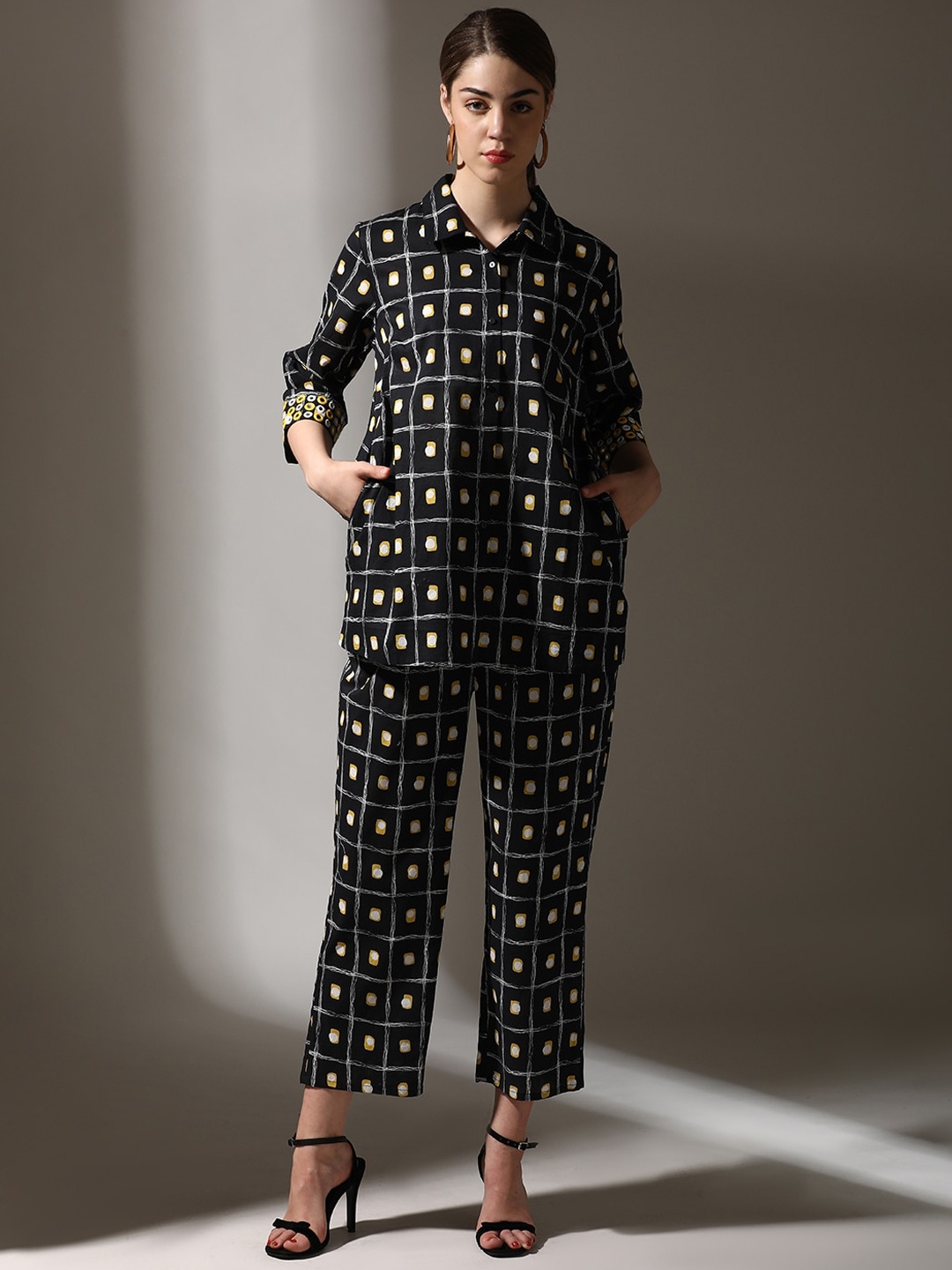 Dora Dori Relaxed Fit Abstract Pure Cotton Shirt Collar Mirror Work Shirt & Trouser, Black
Dora Dori Relaxed Fit Abstract Pure Cotton Shirt Collar Mirror Work Shirt & Trouser, Black