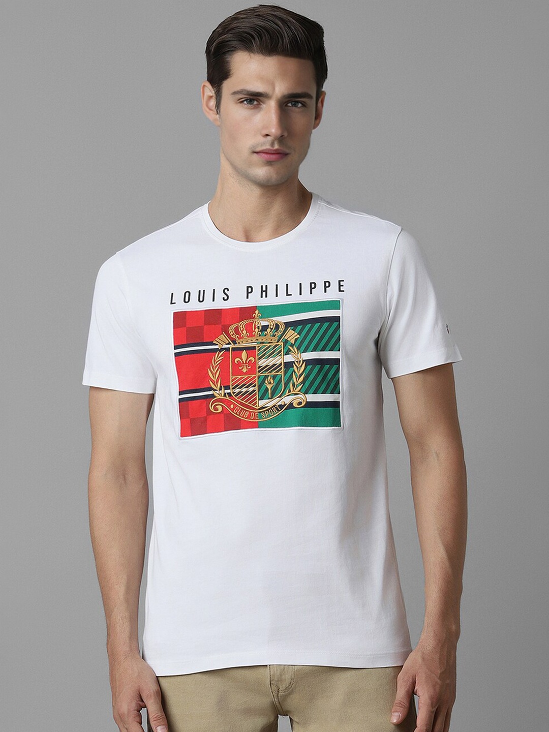 Louis Philippe Sport Typography Brand Logo Printed Pure Cotton Slim Fit T-shirt, White
Louis Philippe Sport Typography Brand Logo Printed Pure Cotton Slim Fit T-shirt, White