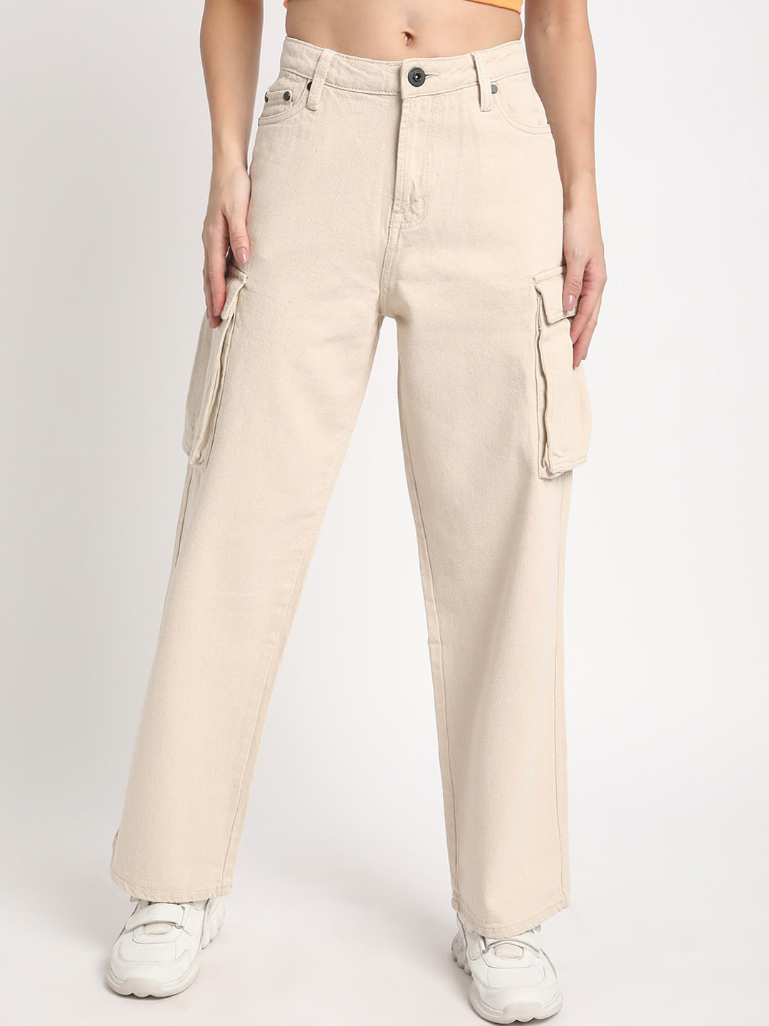 The Roadster Lifestyle Co. Women Relaxed-Fit Cotton Cargo Jeans, Beige
The Roadster Lifestyle Co. Women Relaxed-Fit Cotton Cargo Jeans, Beige