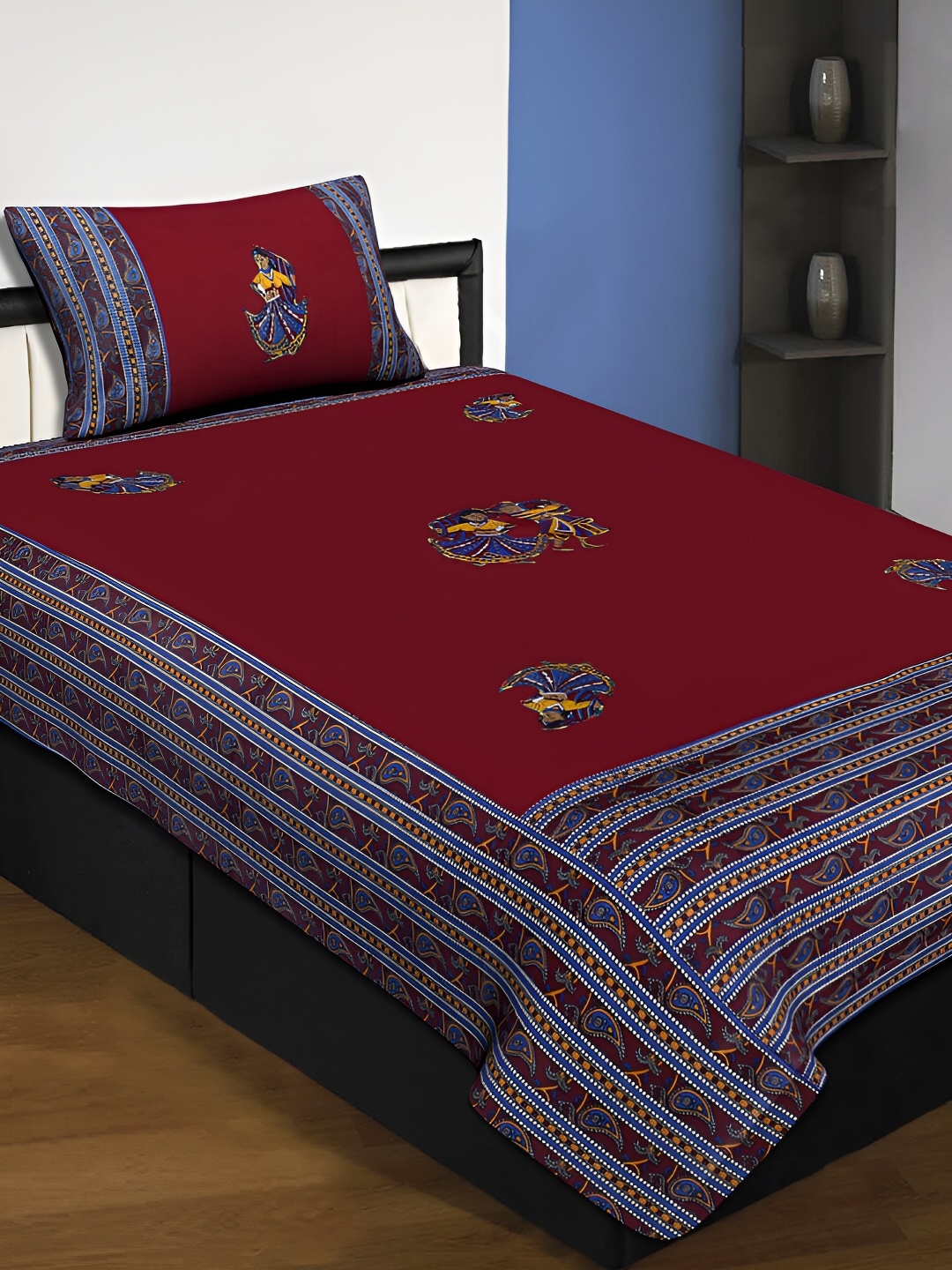 JAIPUR FABRIC Maroon Ethnic Motifs Cotton 220 TC Single Bedsheet with 1 Pillow Covers
JAIPUR FABRIC Maroon Ethnic Motifs Cotton 220 TC Single Bedsheet with 1 Pillow Covers