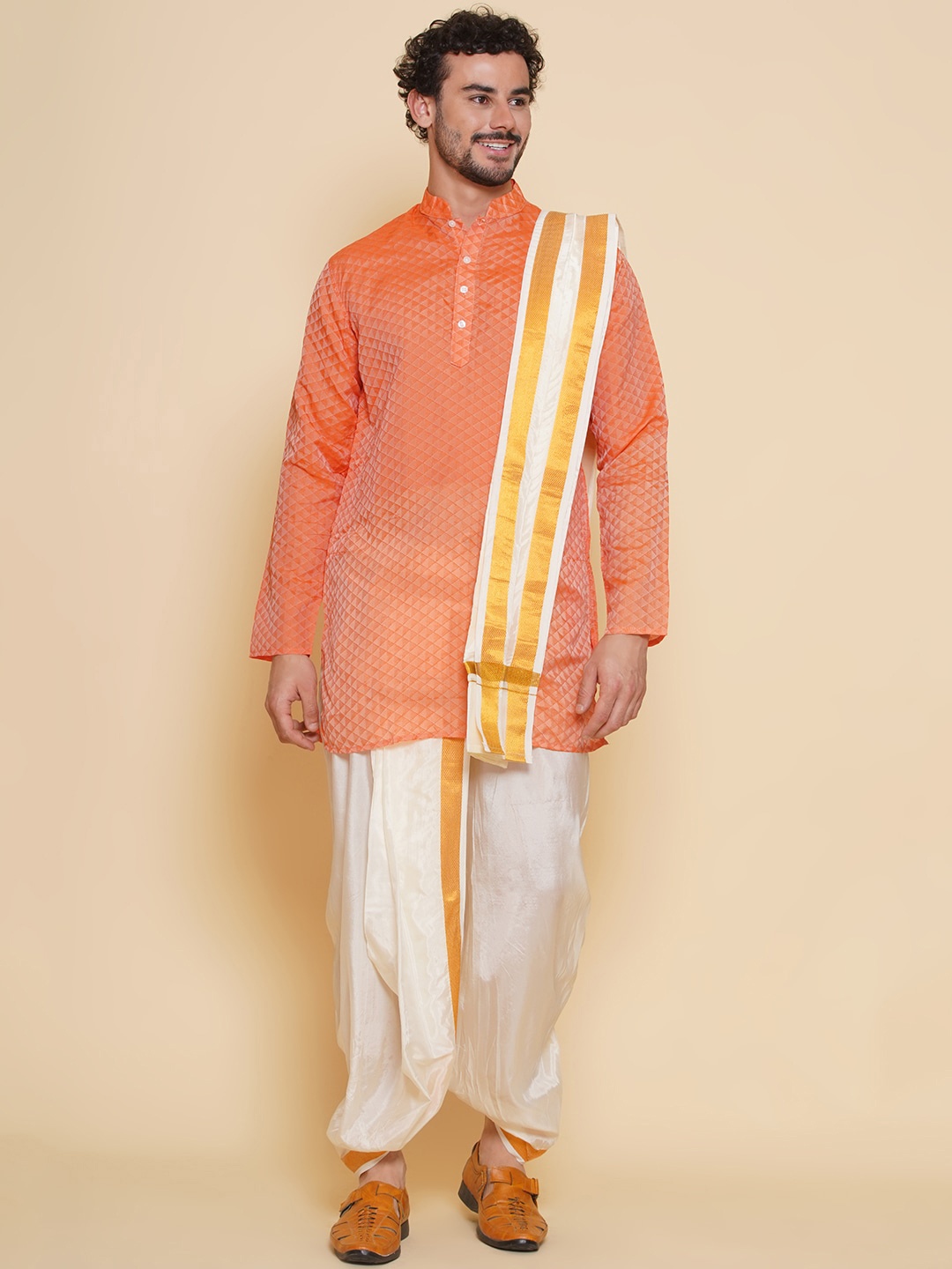 Sethukrishna Mandarin Collar Regular Straight Kurta with Dhoti Pants & With Dupatta, Orange
Sethukrishna Mandarin Collar Regular Straight Kurta with Dhoti Pants & With Dupatta, Orange