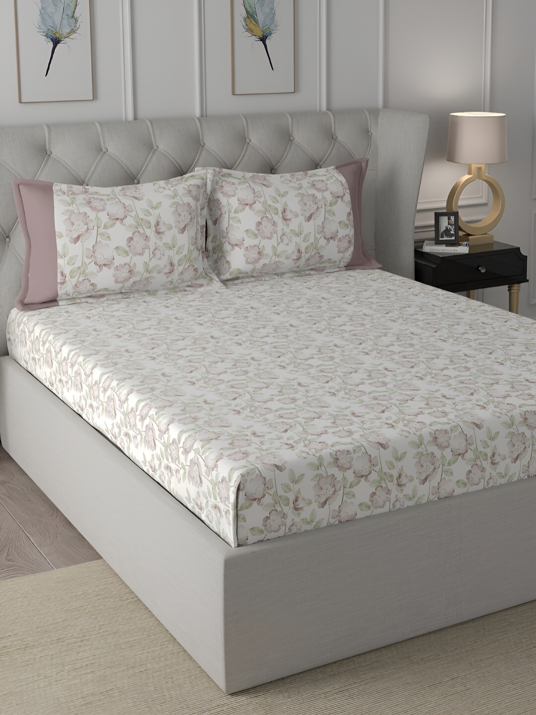 MASPAR regency Beige & White Floral Printed 144TC Cotton King Bedsheet With Pillow Cover
MASPAR regency Beige & White Floral Printed 144TC Cotton King Bedsheet With Pillow Cover