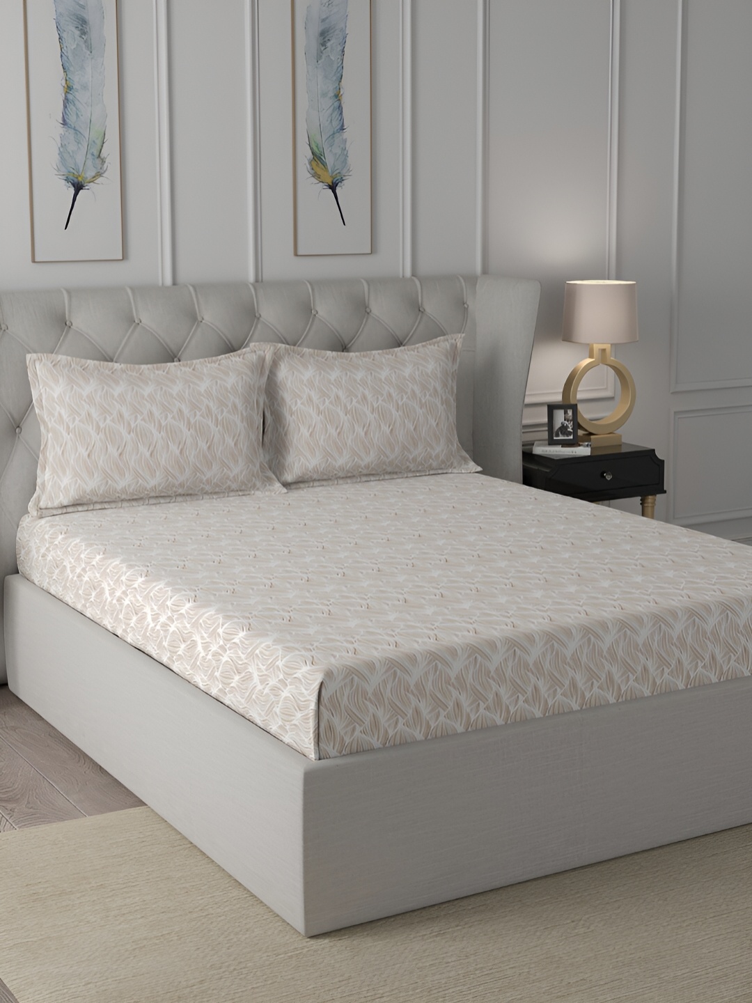 MASPAR Ardour White Printed 144 TC Cotton Double King Bedsheet & 2 Pillow Covers
MASPAR Ardour White Printed 144 TC Cotton Double King Bedsheet & 2 Pillow Covers