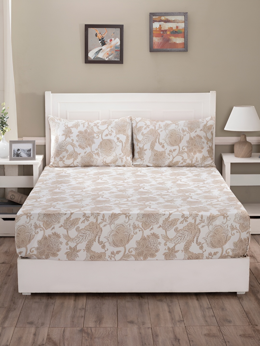 MASPAR Royal Botanic White & Beige Printed 200TC Cotton Queen Bedsheet & Pillow Cover
MASPAR Royal Botanic White & Beige Printed 200TC Cotton Queen Bedsheet & Pillow Cover