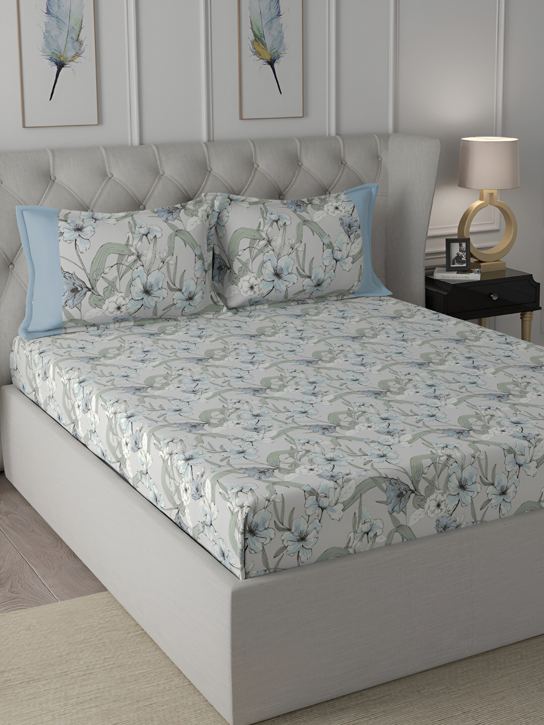 MASPAR Backyard Patio Blue Floral-Printed 200TC Cotton Queen Bedsheet & 2 Pillow Cover
MASPAR Backyard Patio Blue Floral-Printed 200TC Cotton Queen Bedsheet & 2 Pillow Cover