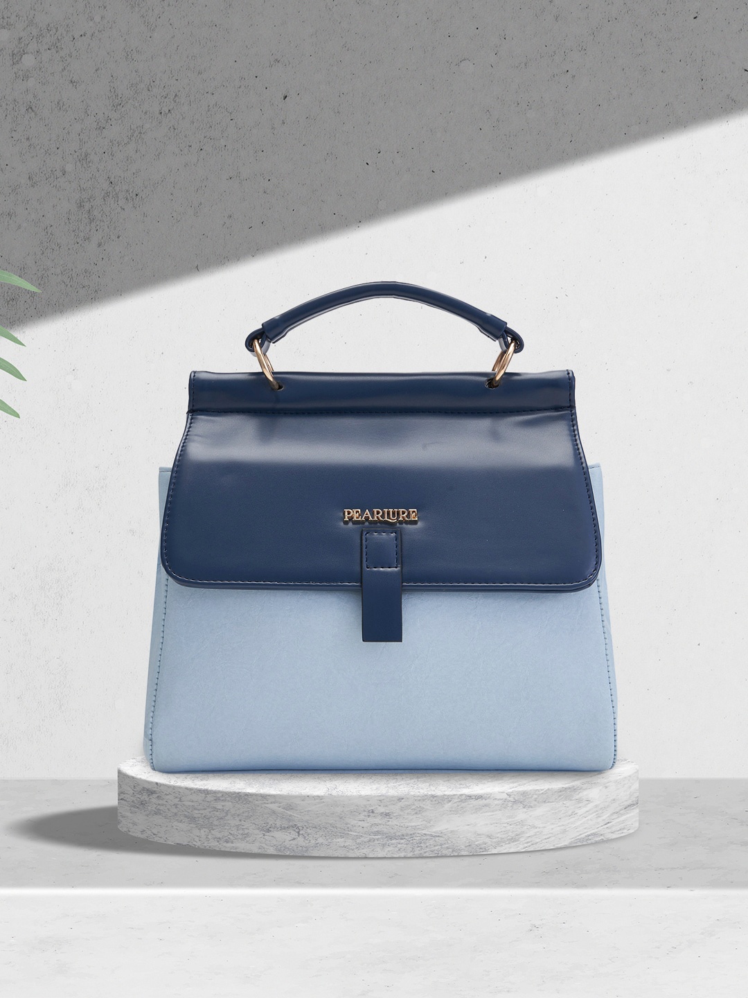 Pearlure Structured Satchel, Blue