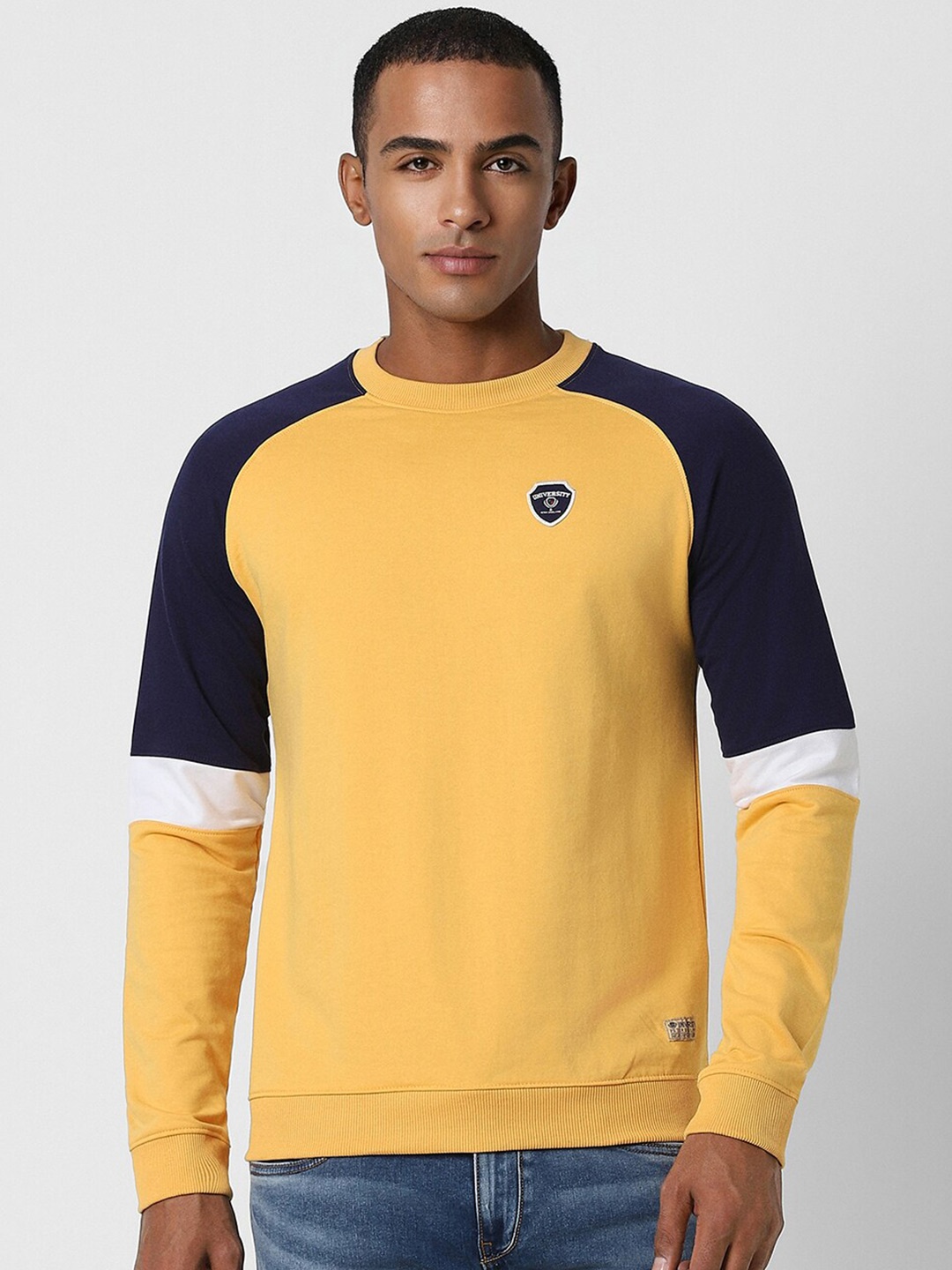 PETER ENGLAND UNIVERSITY Colorblocked Crew Neck Raglan Sleeves Pullover Sweatshirt, Yellow
PETER ENGLAND UNIVERSITY Colorblocked Crew Neck Raglan Sleeves Pullover Sweatshirt, Yellow