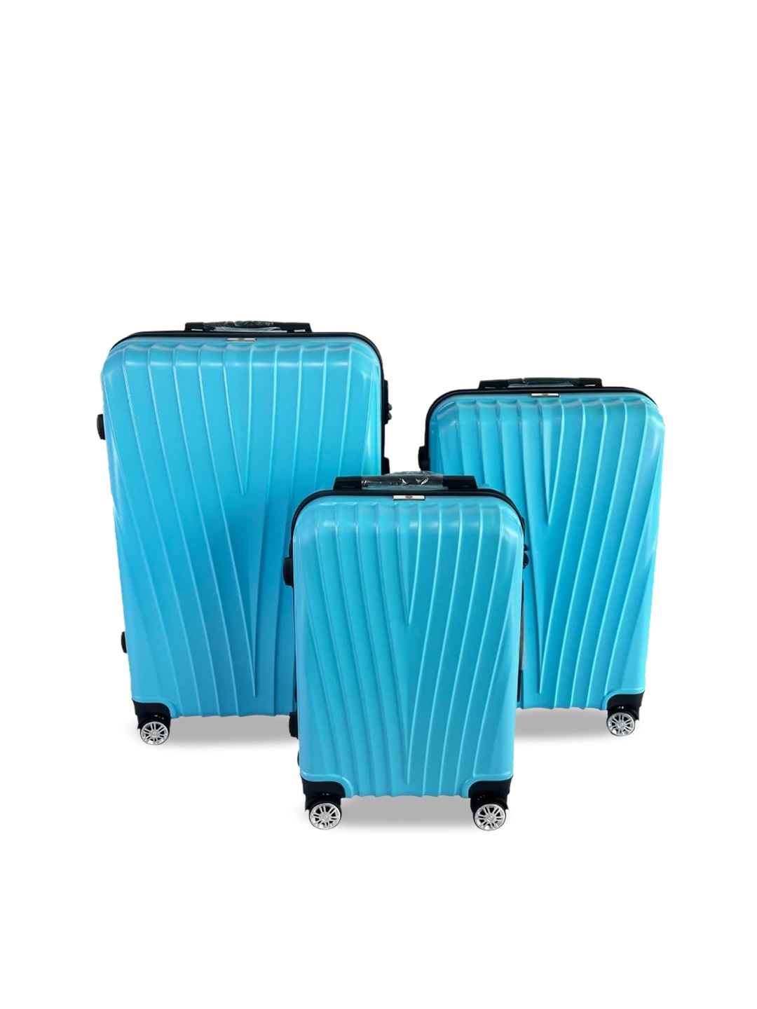 USHA SHRIRAM Unisex Set Of 3 Textured 360-Degree Rotation 28 Inch Hard-Sided Trolley Bags, Blue
USHA SHRIRAM Unisex Set Of 3 Textured 360-Degree Rotation 28 Inch Hard-Sided Trolley Bags, Blue