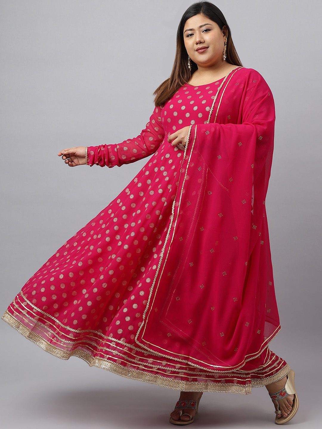 Janasya Plus Size Ethnic Motifs Embroidered Round Neck Long Sleeves Anarkali Kurta, Pink
Janasya Plus Size Ethnic Motifs Embroidered Round Neck Long Sleeves Anarkali Kurta, Pink
