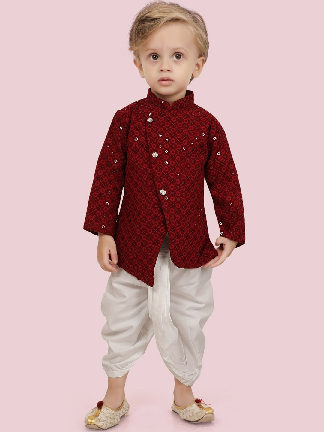 Ethniks Neu-Ron Infant Embroidered Sequinned Pure Cotton Kurta And Dhoti Pants, Maroon
Ethniks Neu-Ron Infant Embroidered Sequinned Pure Cotton Kurta And Dhoti Pants, Maroon