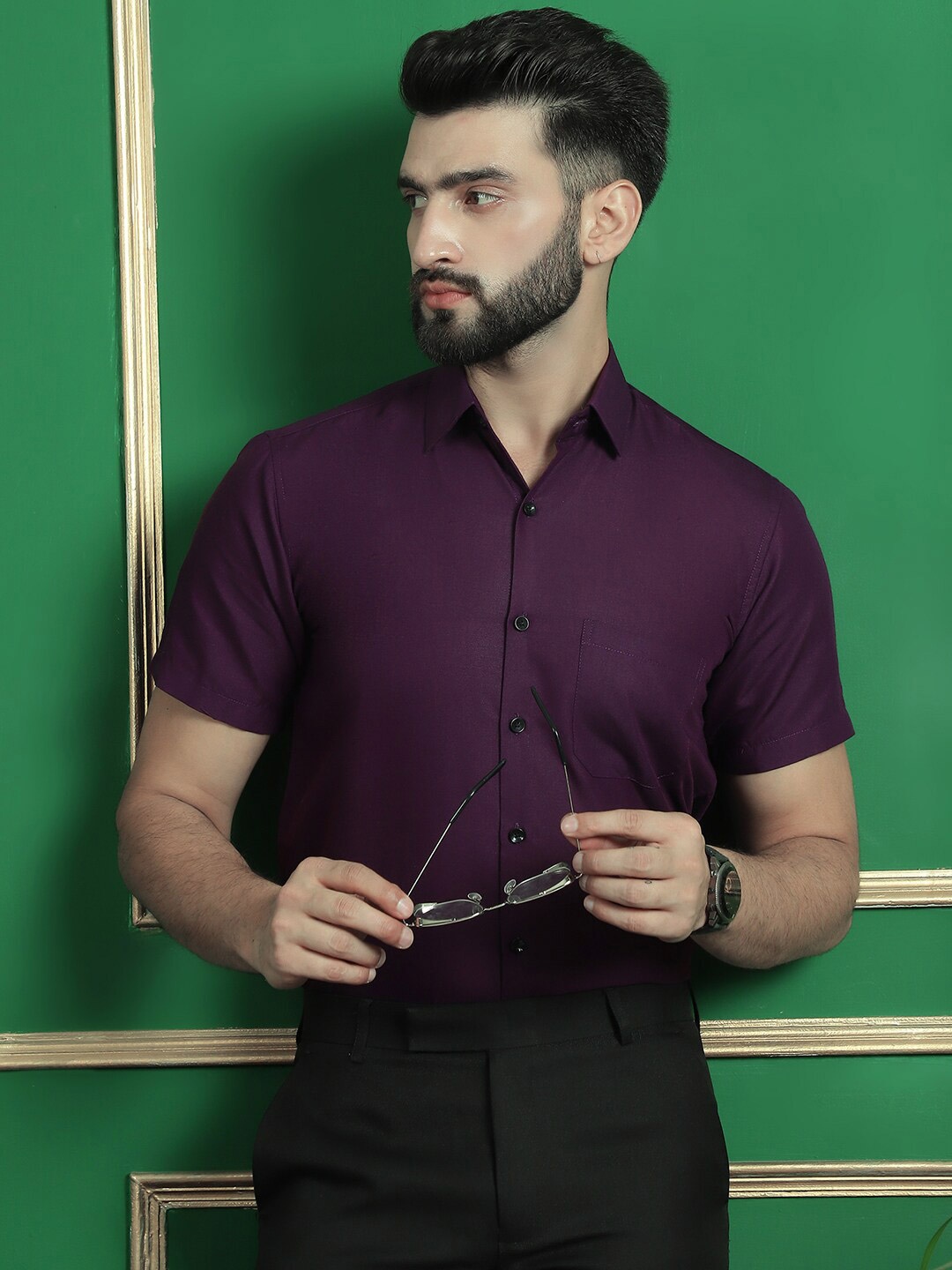 Indian Needle Classic Short Sleeves Spread Collar Cotton Opaque Formal Shirt, Purple
Indian Needle Classic Short Sleeves Spread Collar Cotton Opaque Formal Shirt, Purple