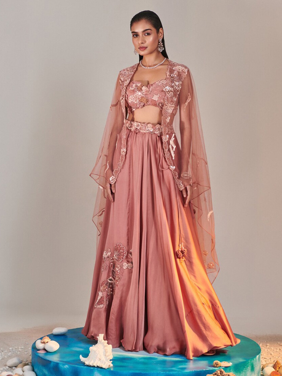 ONE KNOT ONE Embellished Beads and Stones Made to Measure Lehenga With Blouse & Cape Set, Pink
ONE KNOT ONE Embellished Beads and Stones Made to Measure Lehenga With Blouse & Cape Set, Pink