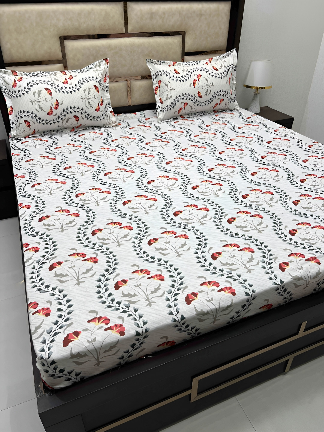 Pure Decor White & Grey Floral 330 TC Pure Cotton King Bedsheet with 2 Pillow Covers
Pure Decor White & Grey Floral 330 TC Pure Cotton King Bedsheet with 2 Pillow Covers