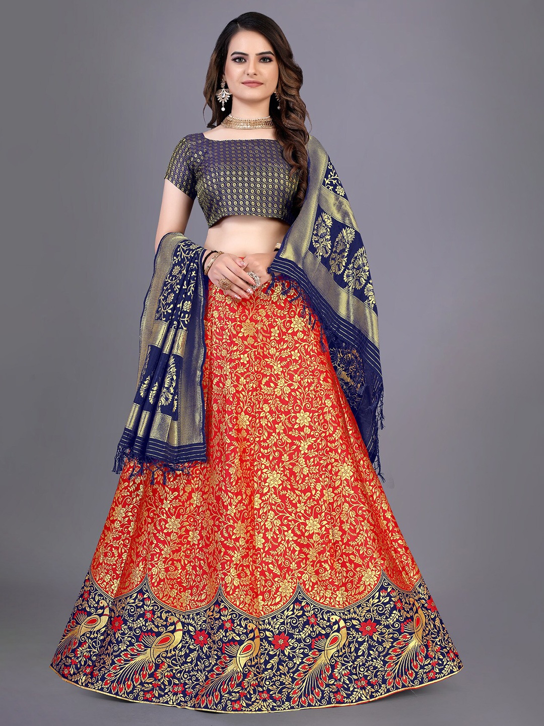 Rujave Ethnic Motifs Woven Design Semi-Stitched Lehenga & Unstitched Blouse With Dupatta, Red
Rujave Ethnic Motifs Woven Design Semi-Stitched Lehenga & Unstitched Blouse With Dupatta, Red