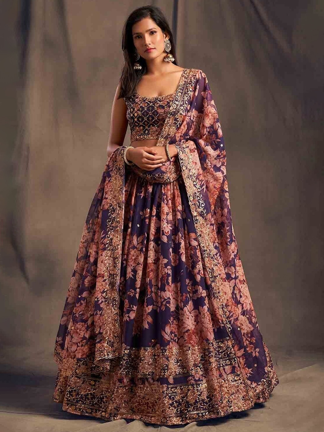 Rujave Floral Printed Thread Work Semi-Stitched Lehenga & Unstitched Blouse With Dupatta, Purple
Rujave Floral Printed Thread Work Semi-Stitched Lehenga & Unstitched Blouse With Dupatta, Purple