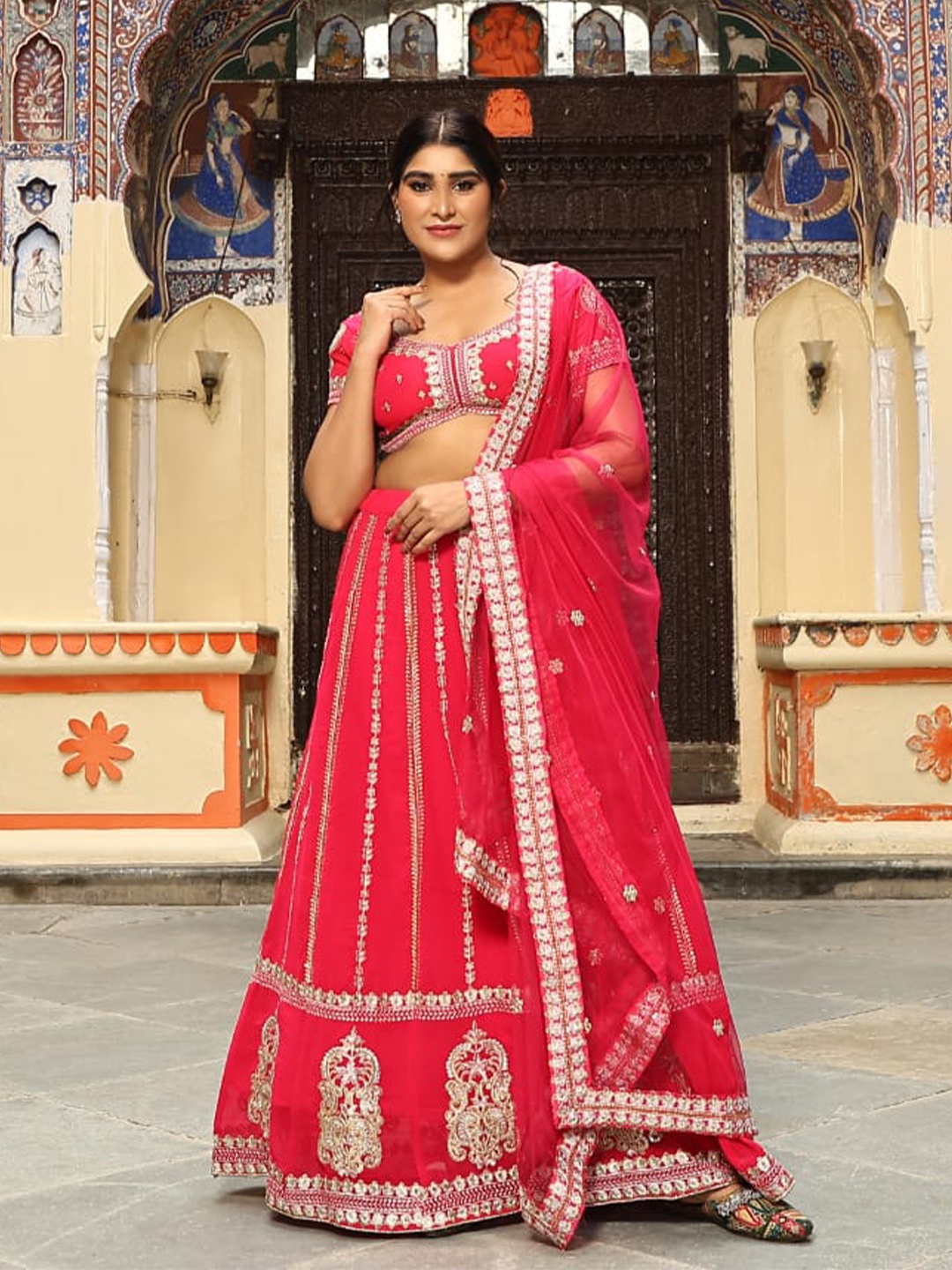 Rujave Embellished Thread Work Semi-Stitched Lehenga & Unstitched Blouse With Dupatta, Pink
Rujave Embellished Thread Work Semi-Stitched Lehenga & Unstitched Blouse With Dupatta, Pink