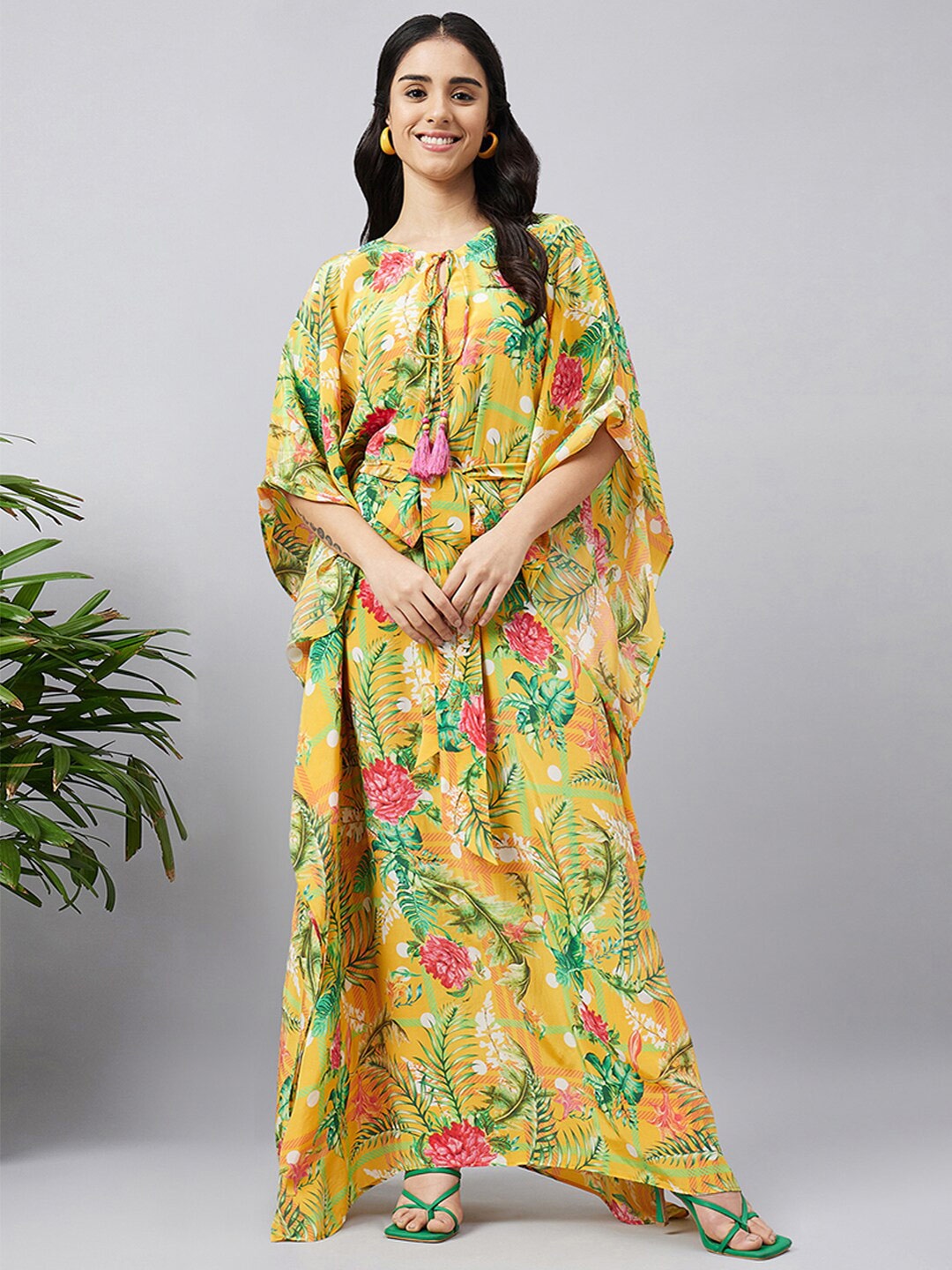 First Resort by Ramola Bachchan Floral Printed Flared Kimono Sleeves Kaftan Maxi Dress, Yellow
First Resort by Ramola Bachchan Floral Printed Flared Kimono Sleeves Kaftan Maxi Dress, Yellow