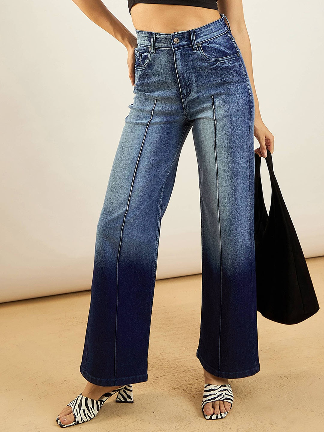 SASSAFRAS Women Straight Fit High-Rise Heavy Fade Ombre Stretchable Jeans, Blue
SASSAFRAS Women Straight Fit High-Rise Heavy Fade Ombre Stretchable Jeans, Blue