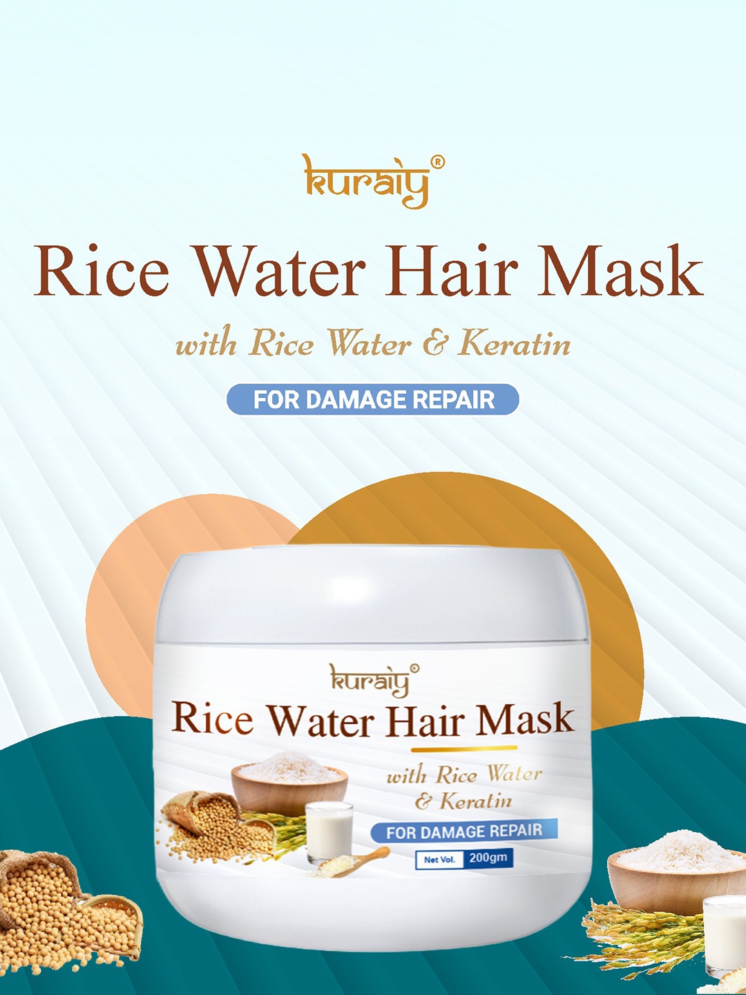 KURAIY Set Of 3 Rice Water Repair Hair Mask Treatment Dry Damaged Hair-200gm Each, White
KURAIY Set Of 3 Rice Water Repair Hair Mask Treatment Dry Damaged Hair-200gm Each, White