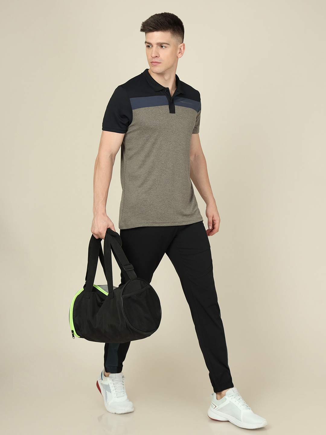 Technosport SS'24 Colourblocked Polo Collar Short Sleeves Double Cool Slim Fit T-shirt, Grey melange
Technosport SS'24 Colourblocked Polo Collar Short Sleeves Double Cool Slim Fit T-shirt, Grey melange