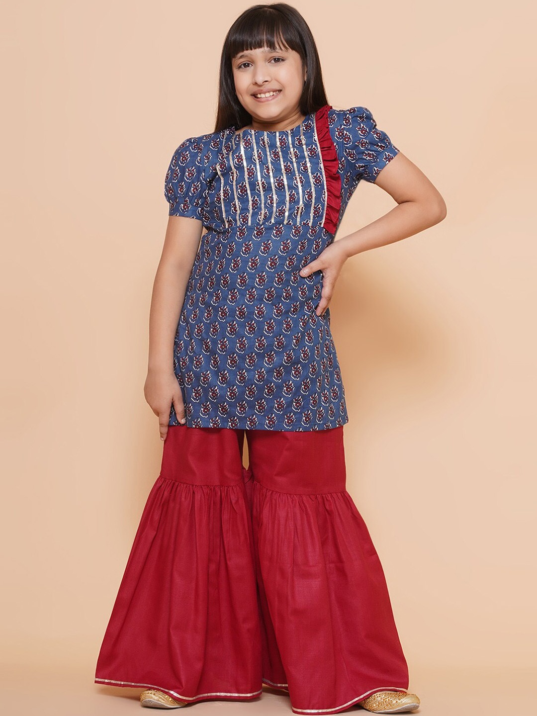Modish Couture Girls Floral Printed Regular Gotta Patti Pure Cotton Kurta with Sharara, Blue
Modish Couture Girls Floral Printed Regular Gotta Patti Pure Cotton Kurta with Sharara, Blue