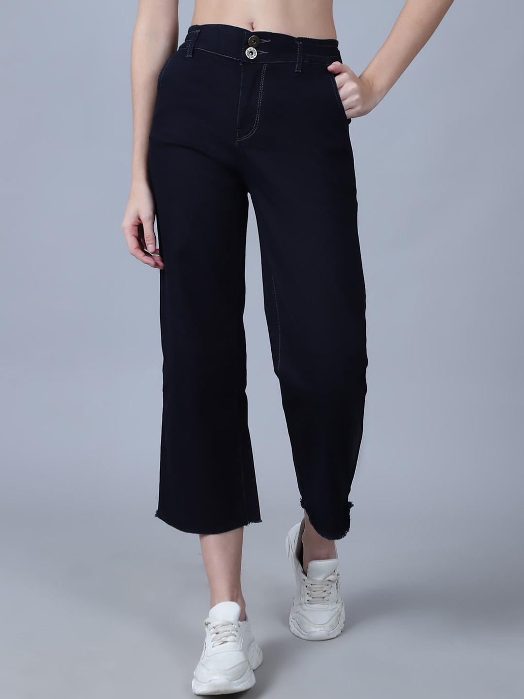 urSense Women Straight Fit Clean Look High-Rise Stretchable Jeans, Blue 
urSense Women Straight Fit Clean Look High-Rise Stretchable Jeans, Blue
