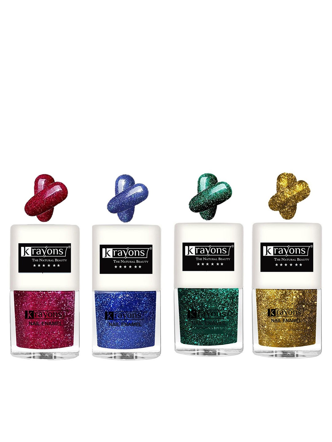 krayons Set Of 4 The Natural Beauty Quick Drying Glitter Nail Enamel - 5ml Each, Multi
krayons Set Of 4 The Natural Beauty Quick Drying Glitter Nail Enamel - 5ml Each, Multi