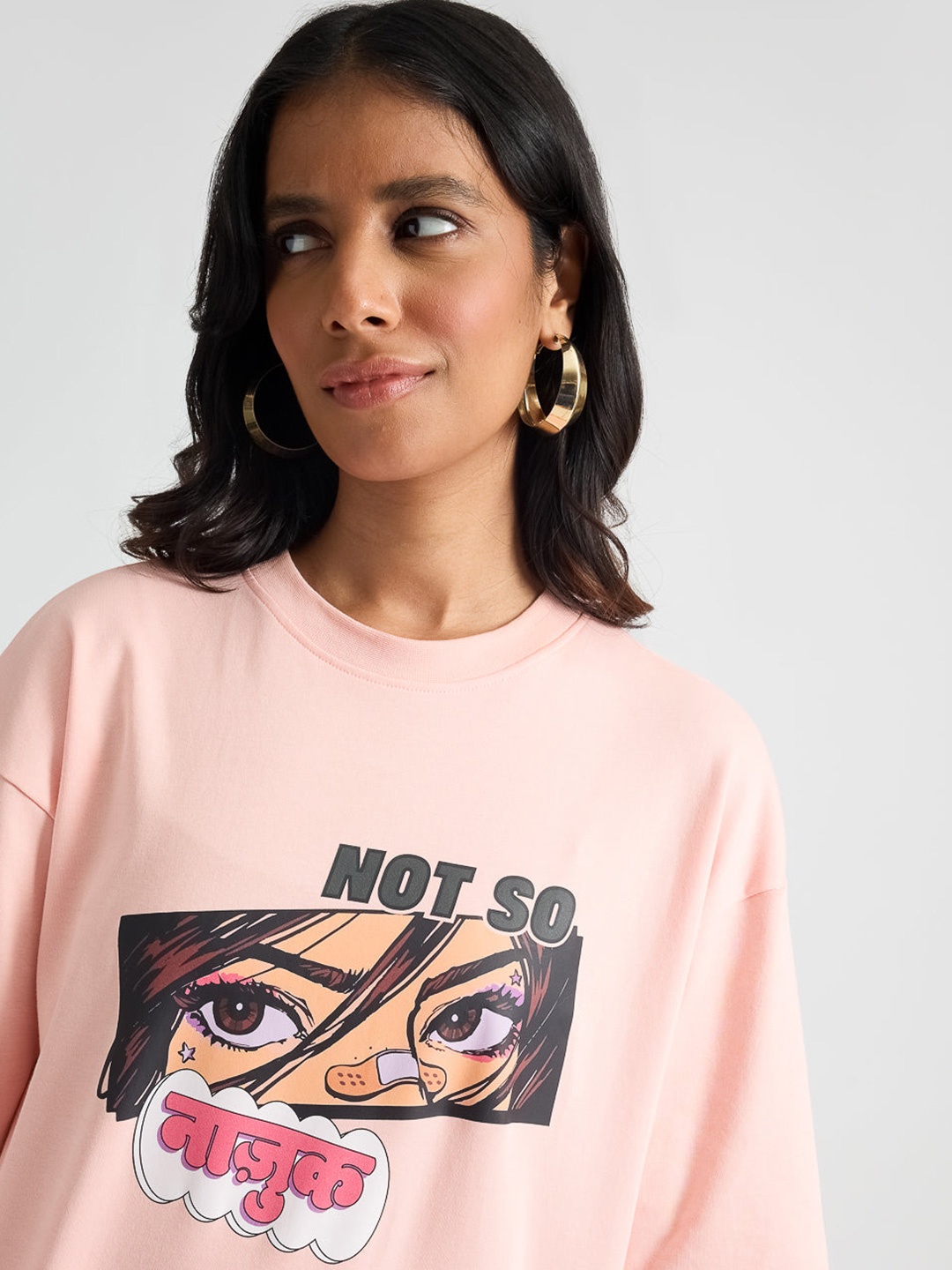 FREAKINS Graphic Printed Crop Shoulder Sleeves Pure Cotton Oversized T-shirt, Pink
FREAKINS Graphic Printed Crop Shoulder Sleeves Pure Cotton Oversized T-shirt, Pink