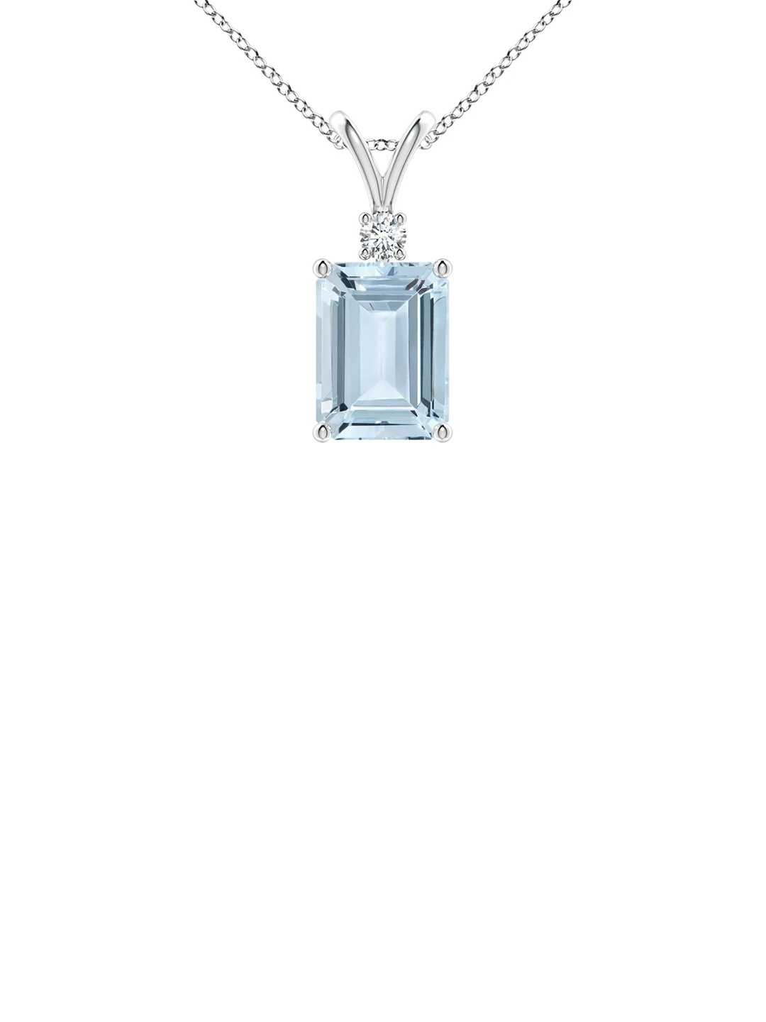 Angara 18KT White Gold Emerald-Cut Aquamarine Solitaire Pendant with Diamond, Silver
Angara 18KT White Gold Emerald-Cut Aquamarine Solitaire Pendant with Diamond, Silver