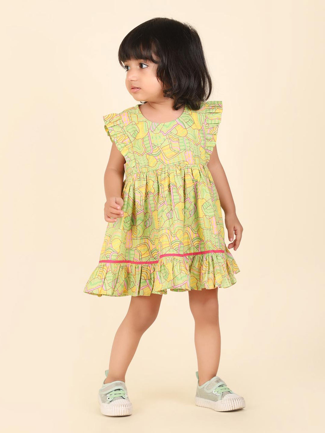 Fabindia Girls Geometric Printed Round Neck Sleeveless Cotton Fit & Flare Dress, Green
Fabindia Girls Geometric Printed Round Neck Sleeveless Cotton Fit & Flare Dress, Green