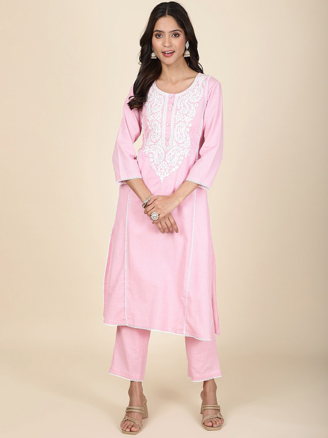 Meena Bazaar Ethnic Motifs Yoke Design Regular Thread Work Kurta With Trousers, Pink
Meena Bazaar Ethnic Motifs Yoke Design Regular Thread Work Kurta With Trousers, Pink