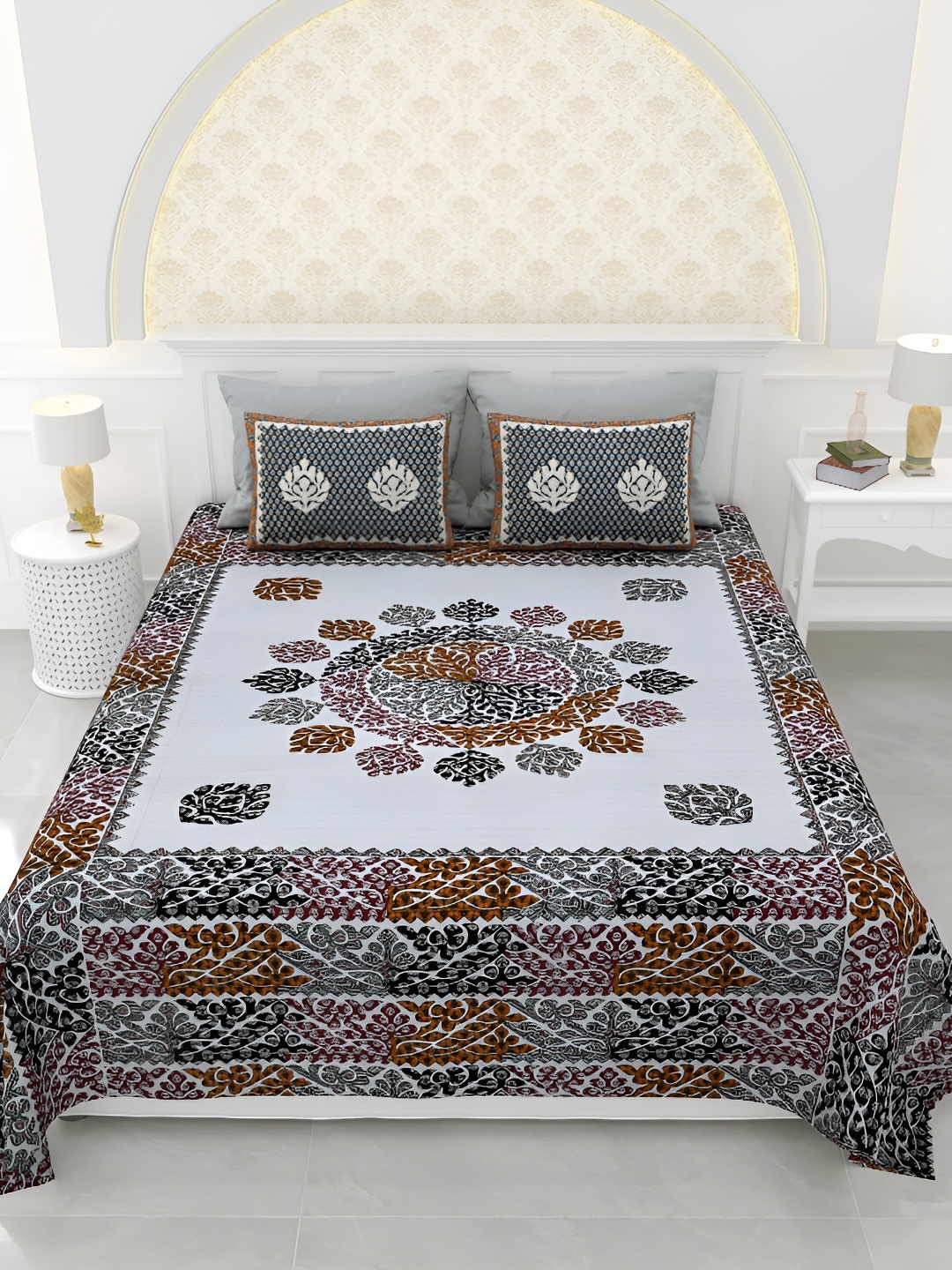 LIVING ROOTS Super King Size Jaipur Block Print Cotton Double Bedsheet & 2 Pillow Covers, Grey
LIVING ROOTS Super King Size Jaipur Block Print Cotton Double Bedsheet & 2 Pillow Covers, Grey