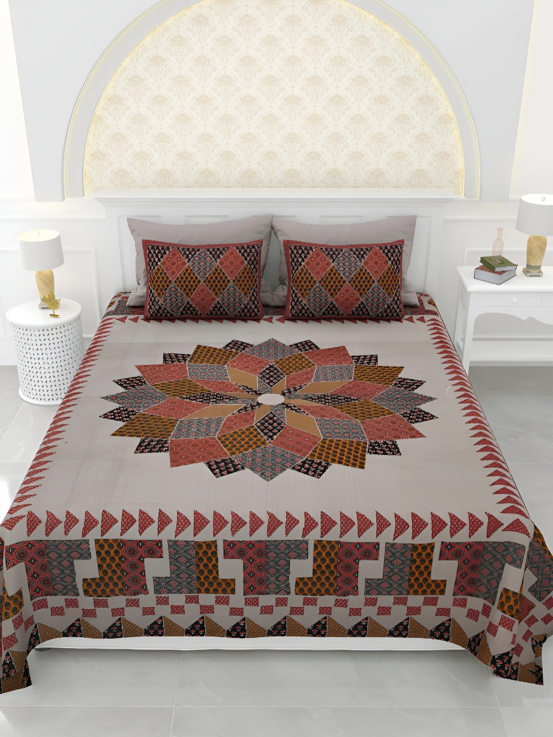 LIVING ROOTS Super King Size Jaipur Block Print Cotton Double Bedsheet & 2 Pillow Covers, Grey
LIVING ROOTS Super King Size Jaipur Block Print Cotton Double Bedsheet & 2 Pillow Covers, Grey