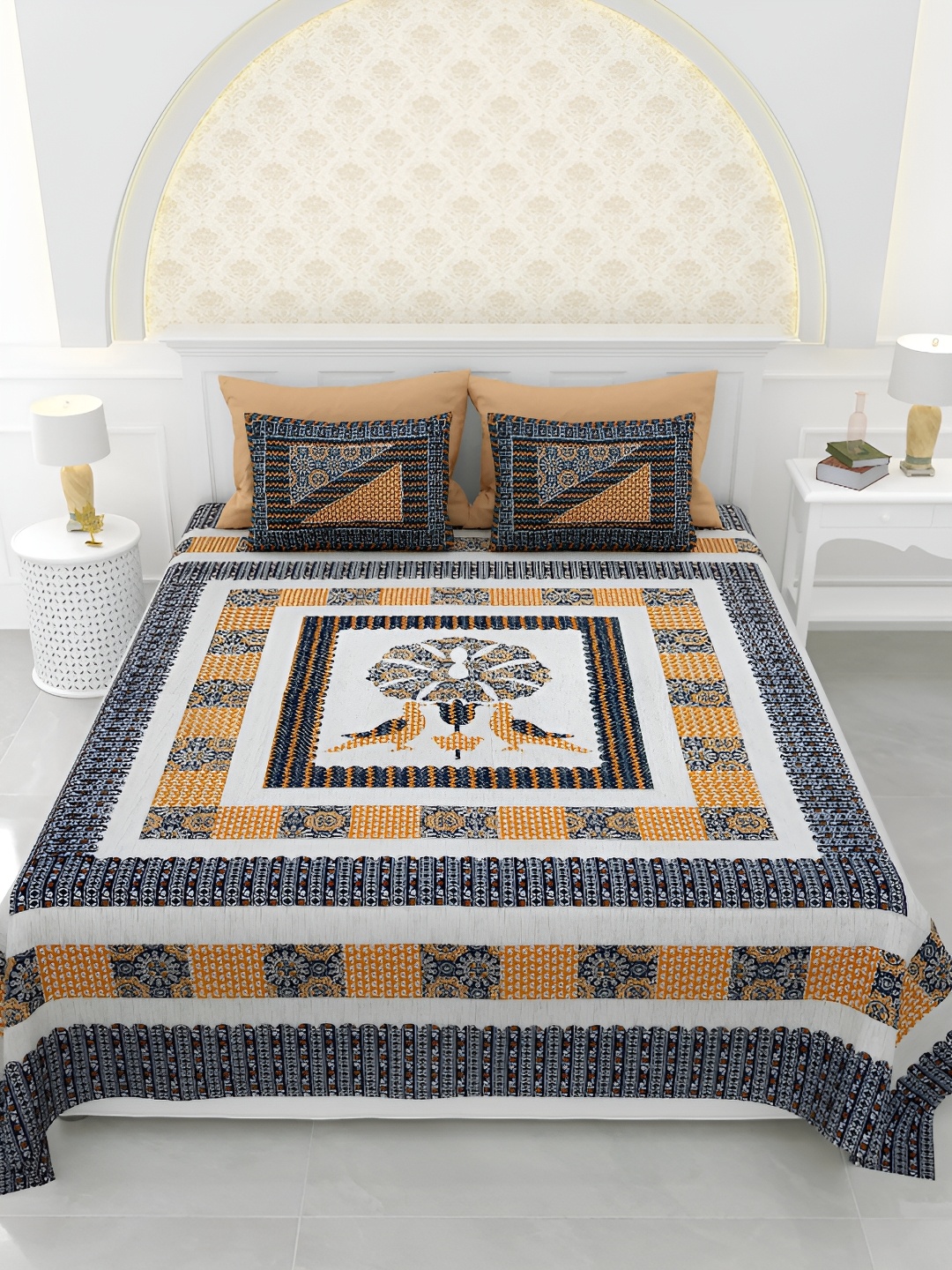 LIVING ROOTS Super King Size Jaipur Block Print Cotton Double Bedsheet & 2 Pillow Covers, Blue
LIVING ROOTS Super King Size Jaipur Block Print Cotton Double Bedsheet & 2 Pillow Covers, Blue