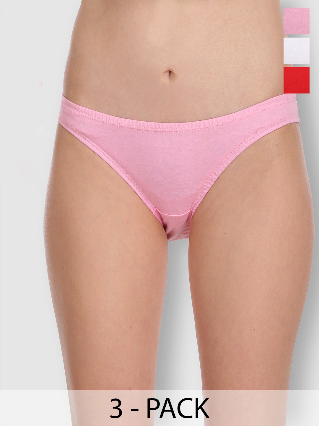 Selfcare Pack of 3 Low Rise Cotton Lycra Solid Panties Bikini Briefs Set - SN2453, Red
Selfcare Pack of 3 Low Rise Cotton Lycra Solid Panties Bikini Briefs Set - SN2453, Red