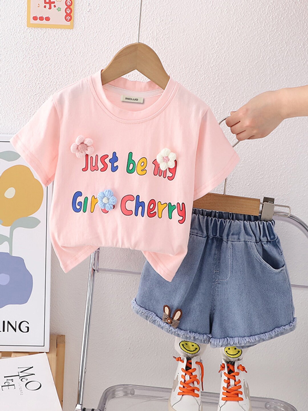 INCLUD Girls Printed Round Neck Short Sleeves T-shirt With Shorts Set, Pink
INCLUD Girls Printed Round Neck Short Sleeves T-shirt With Shorts Set, Pink