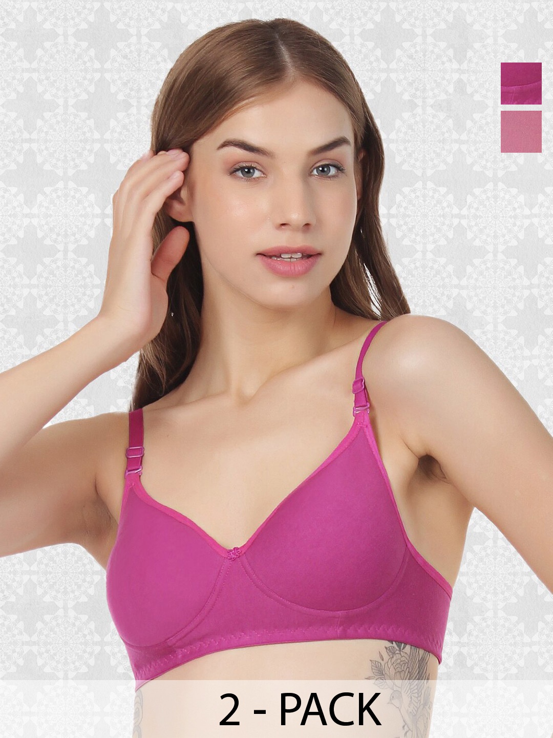 ACCEZORY Pack Of 2 Full Coverage Lightly Padded T-Shirt Bra With All Day Comfort, Magenta
ACCEZORY Pack Of 2 Full Coverage Lightly Padded T-Shirt Bra With All Day Comfort, Magenta