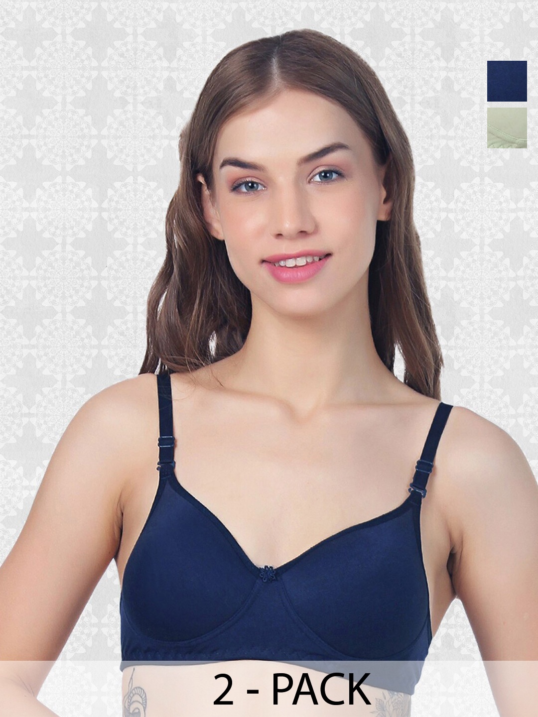ACCEZORY Pack Of 2 Full Coverage Lightly Padded T-Shirt Bra With All Day Comfort, Navy blue
ACCEZORY Pack Of 2 Full Coverage Lightly Padded T-Shirt Bra With All Day Comfort, Navy blue