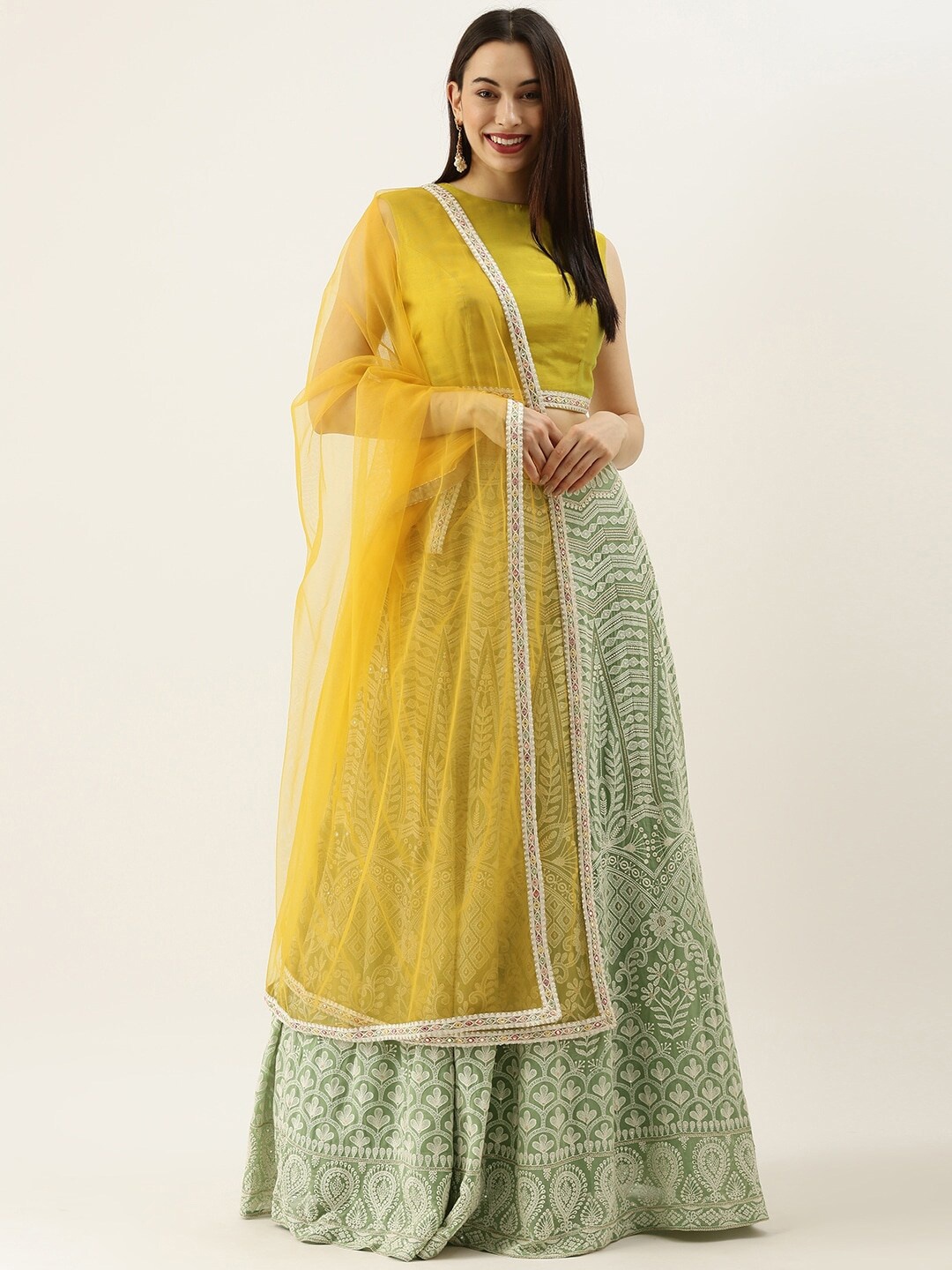 Ethnovog Embroidered Thread Work Semi-Stitched Lehenga & Unstitched Blouse With Dupatta, Yellow
Ethnovog Embroidered Thread Work Semi-Stitched Lehenga & Unstitched Blouse With Dupatta, Yellow