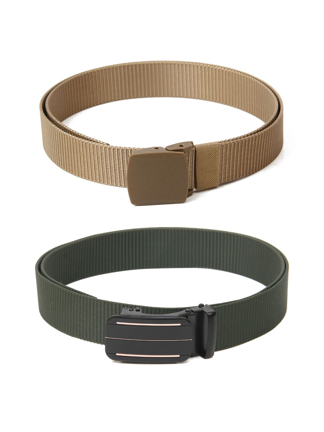 Calvadoss Girls Set Of 2 Textured Belts, Beige