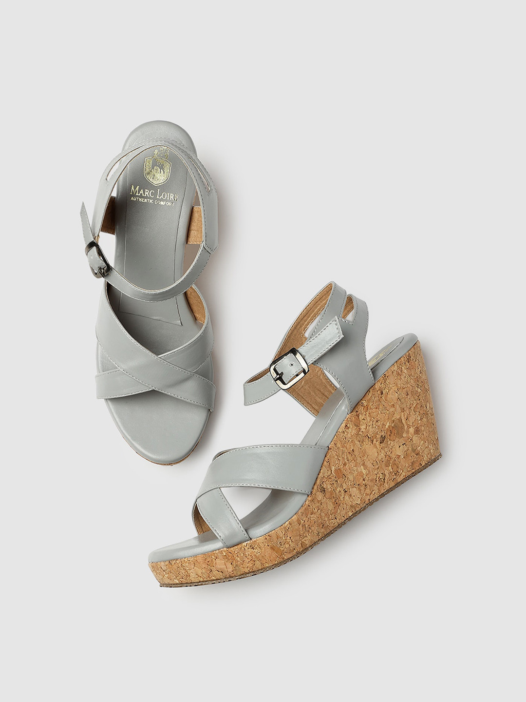 Marc Loire Open Toe Wedge Heels, Grey 
Marc Loire Open Toe Wedge Heels, Grey