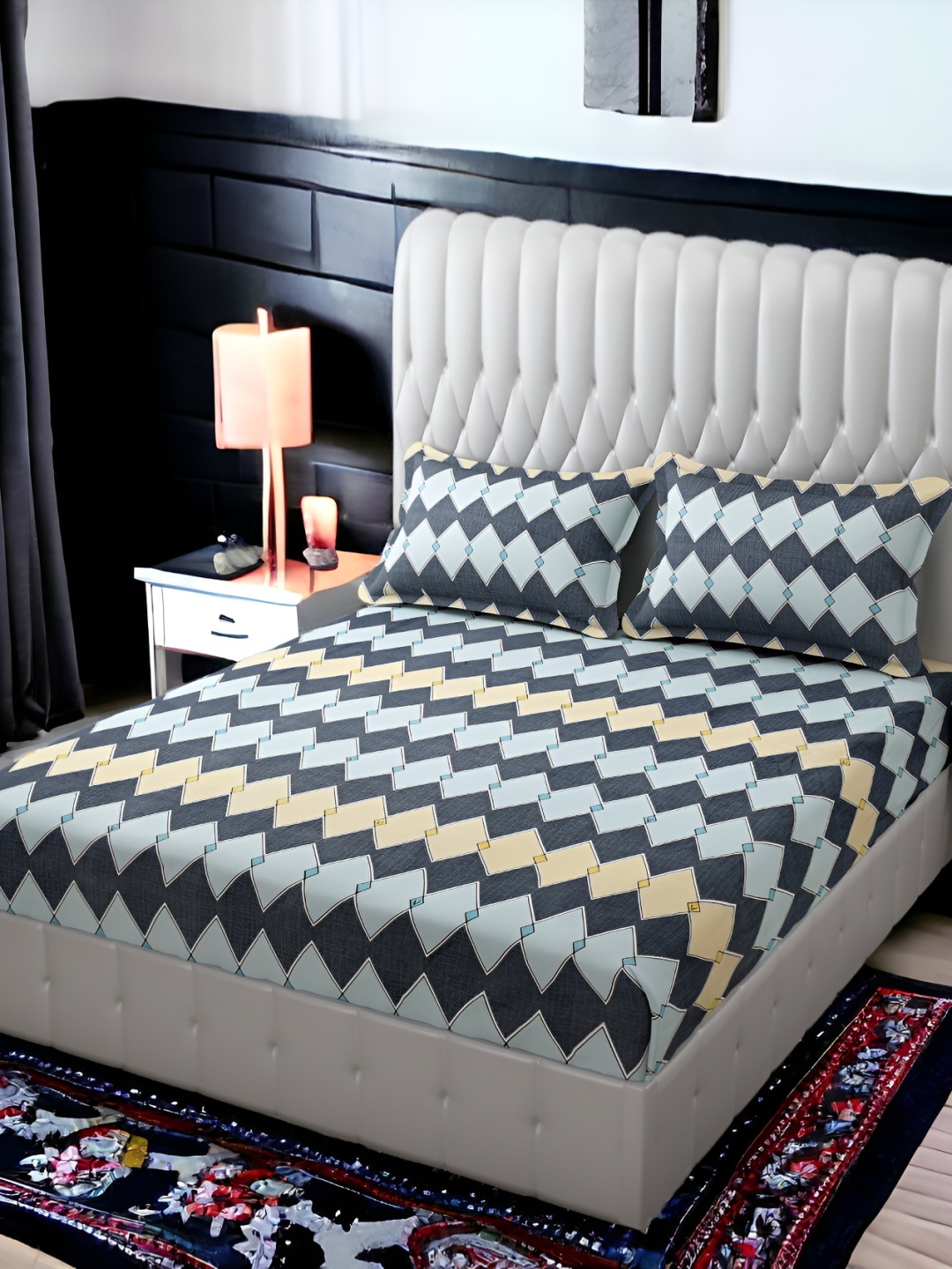 FINE TEX WORLD Grey & Yellow Abstract Microfiber 210 TC King Bedsheet with 2 Pillow Covers
FINE TEX WORLD Grey & Yellow Abstract Microfiber 210 TC King Bedsheet with 2 Pillow Covers