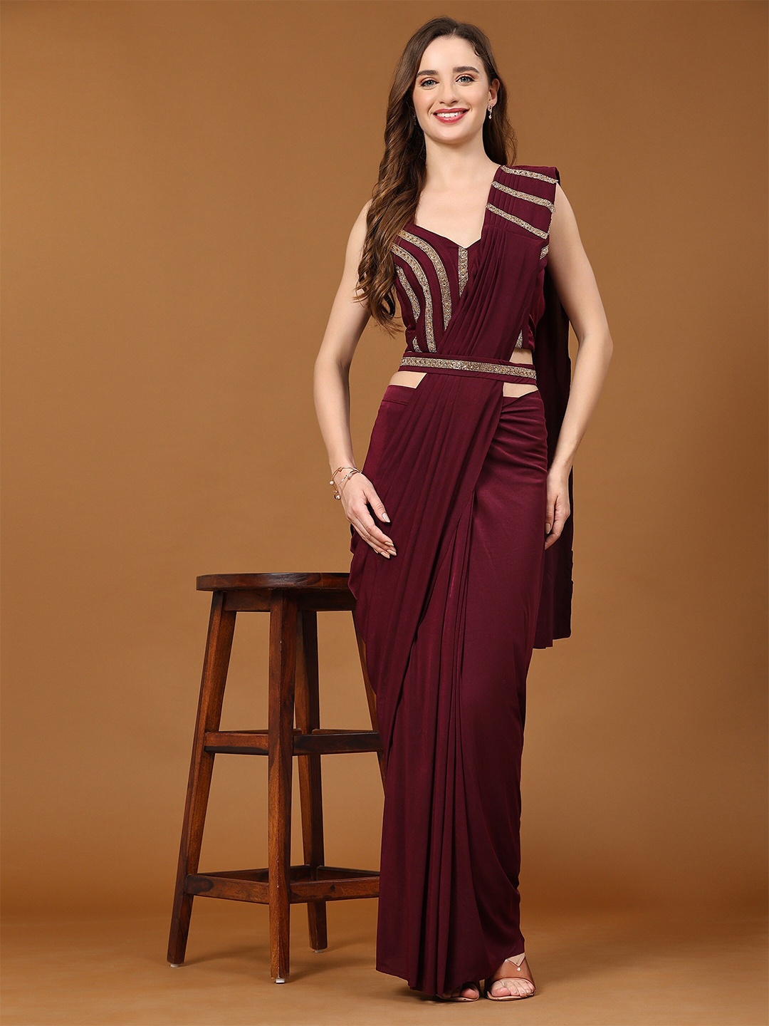 all about you Maroon Imported Crystle Beads and Stones Ready to Wear Saree with Belt
all about you Maroon Imported Crystle Beads and Stones Ready to Wear Saree with Belt