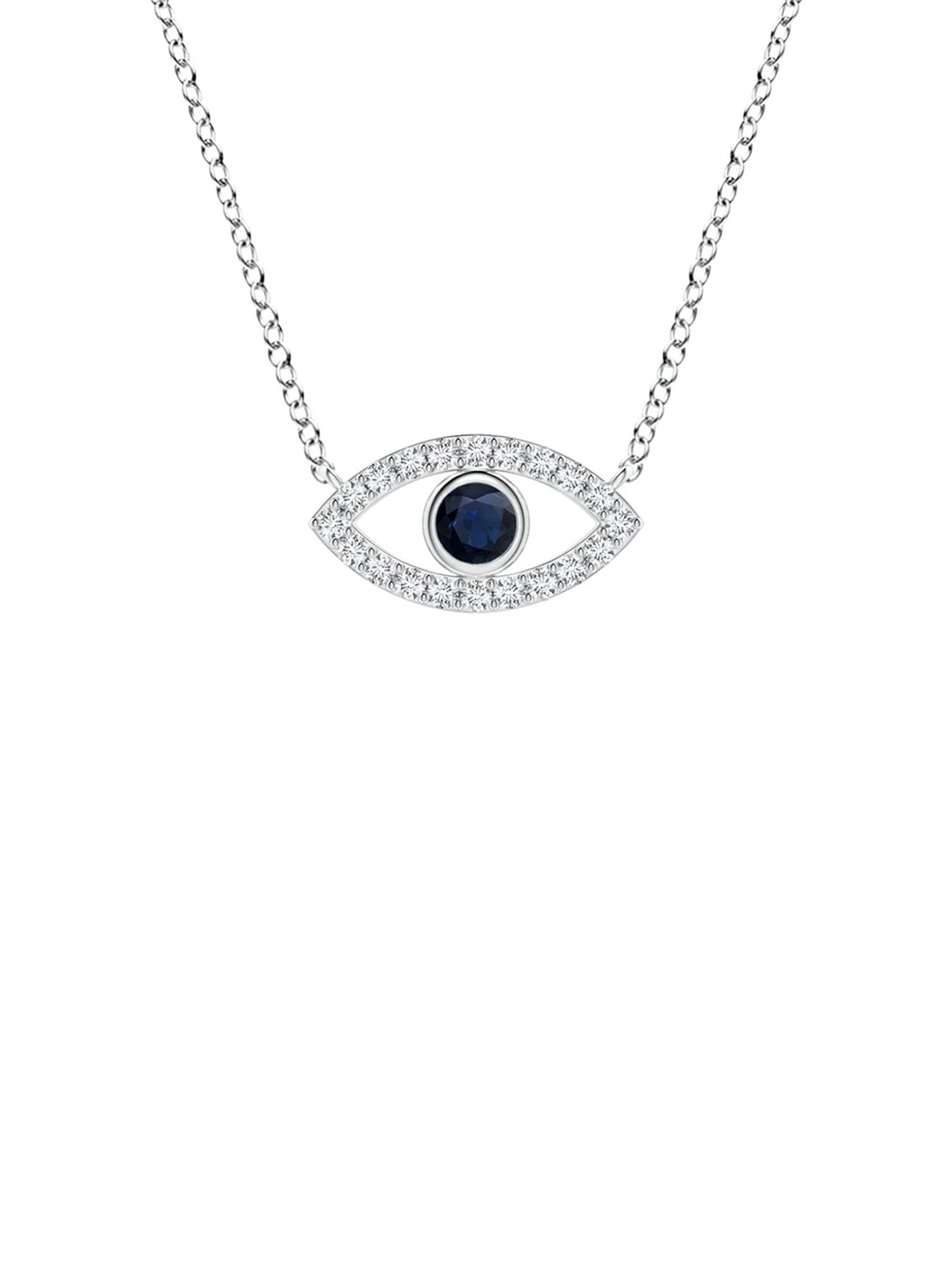 Angara 18KT White Gold Blue Sapphire Evil Eye Pendant Necklace with Diamond Accents, Silver
Angara 18KT White Gold Blue Sapphire Evil Eye Pendant Necklace with Diamond Accents, Silver