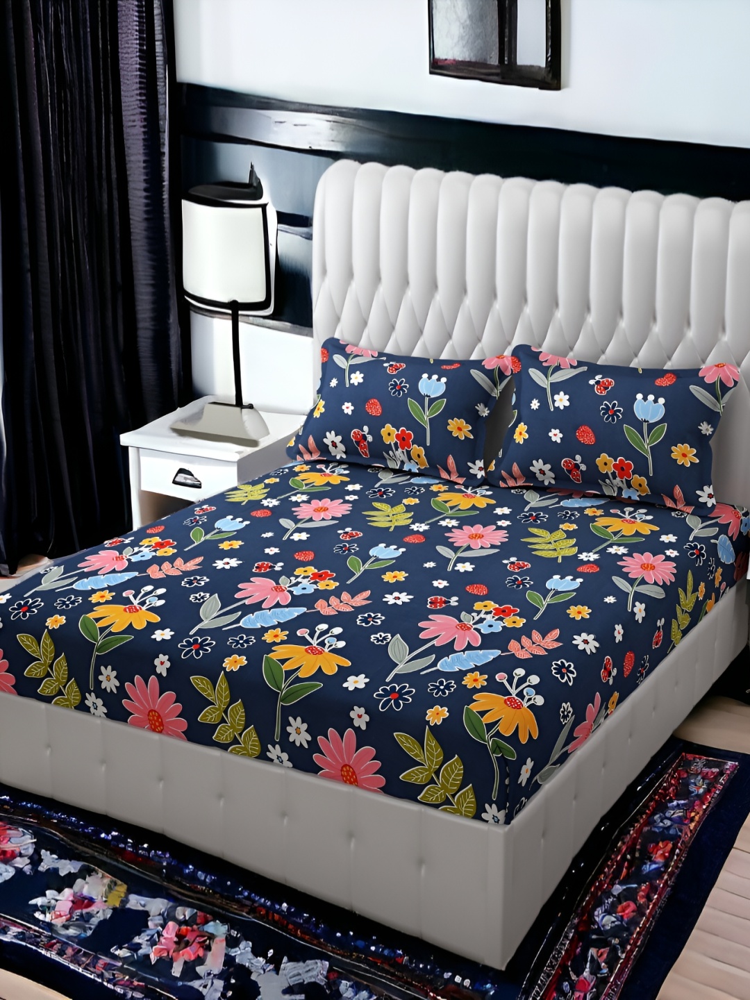 FINE TEX WORLD Blue & Yellow Floral Microfiber 210 TC King Bedsheet with 2 Pillow Covers
FINE TEX WORLD Blue & Yellow Floral Microfiber 210 TC King Bedsheet with 2 Pillow Covers