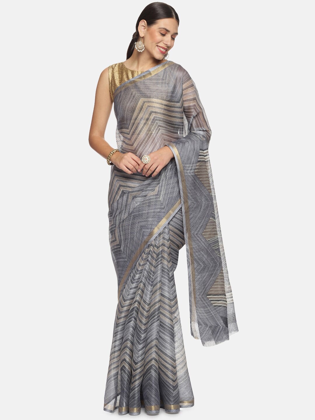 Kancheepuram Kalakshetra Silks Hasty Ash Geometric Printed Zari Supernet Saree, Grey
Kancheepuram Kalakshetra Silks Hasty Ash Geometric Printed Zari Supernet Saree, Grey
