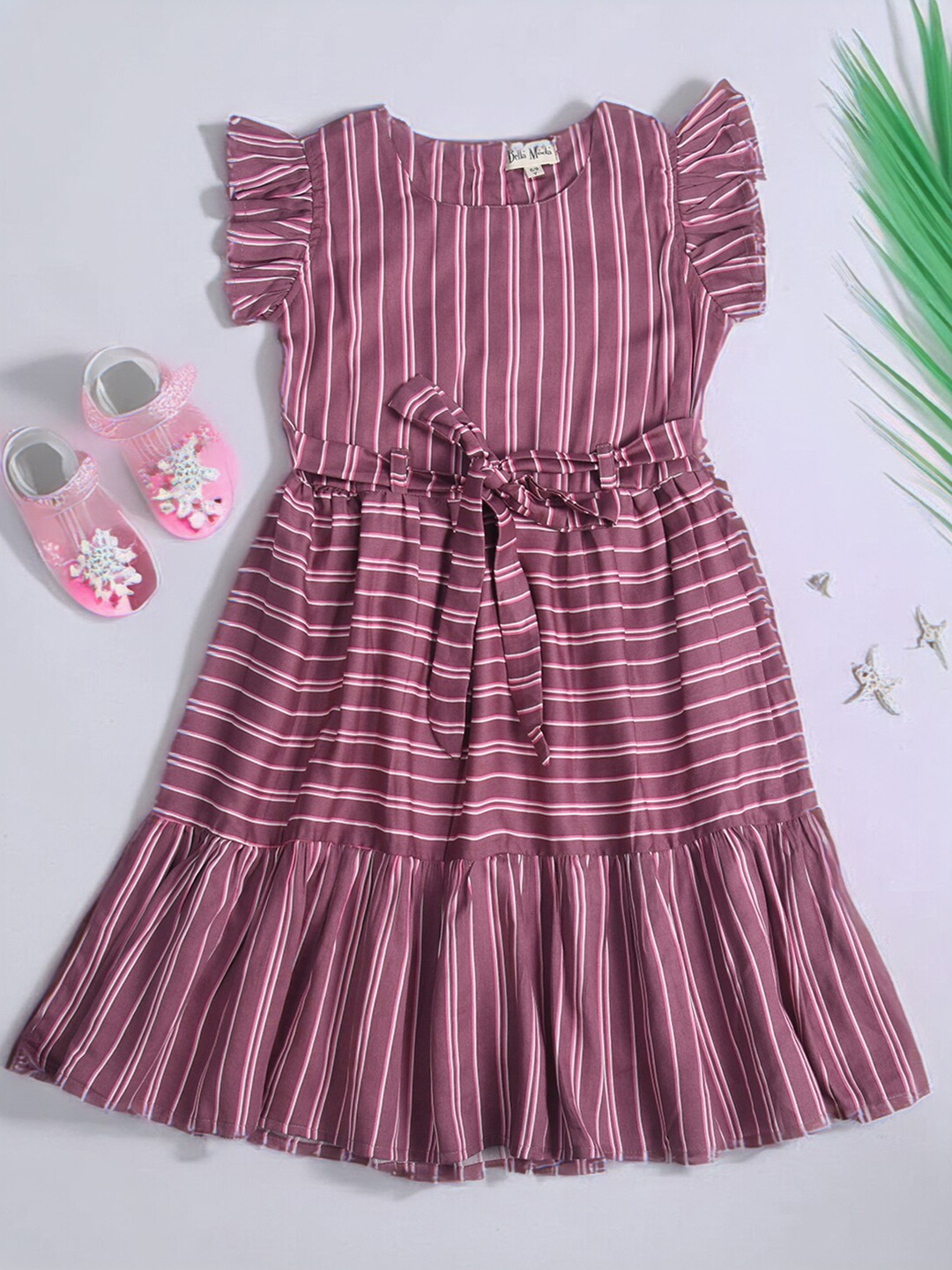 Bella Moda Girls Striped Flared Round Neck Flutter Sleeve Cotton Fit & Flare Dress, Purple
Bella Moda Girls Striped Flared Round Neck Flutter Sleeve Cotton Fit & Flare Dress, Purple