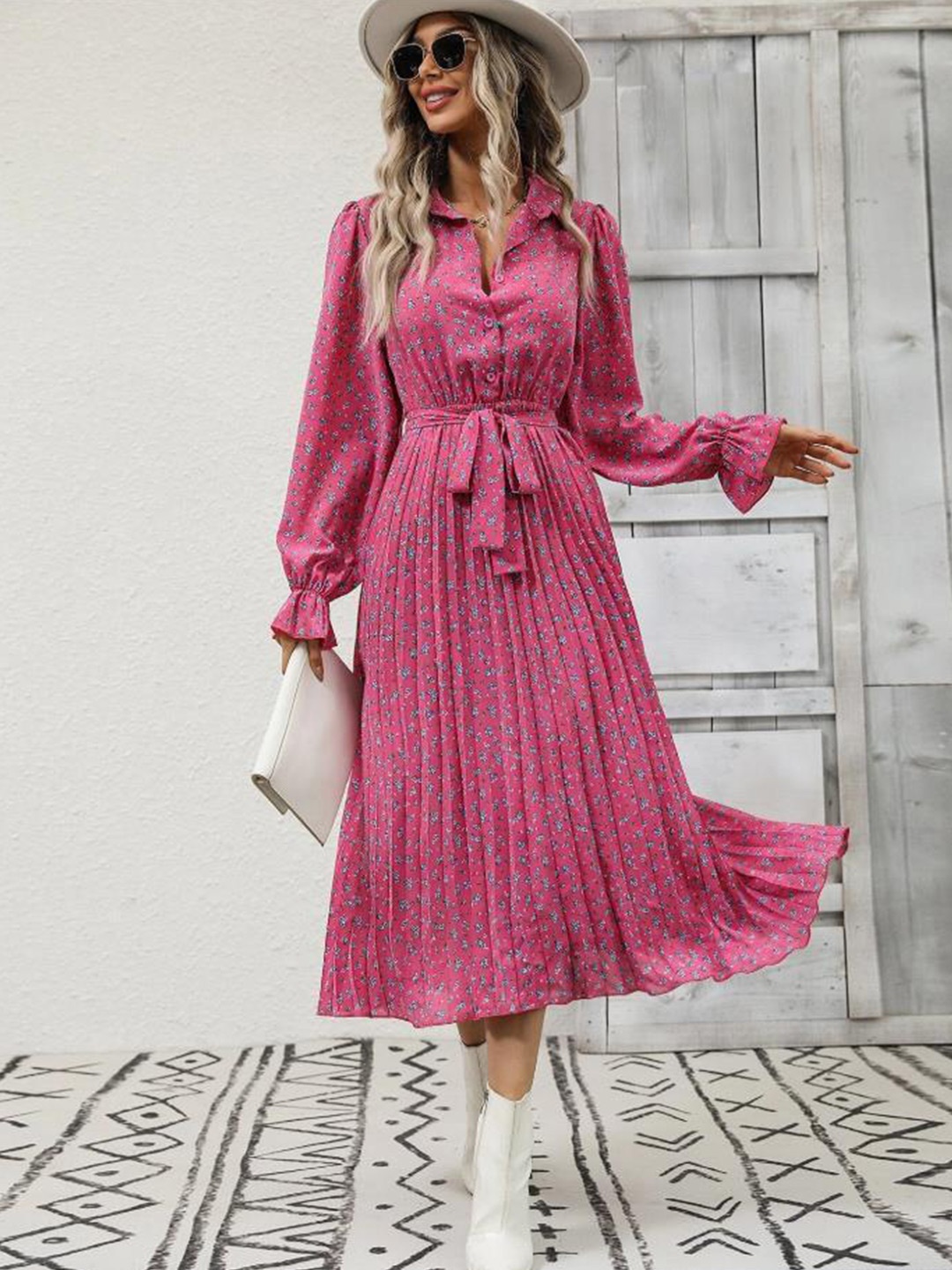 all about you Floral Print Shirt Collar Bishop Sleeves Fit & Flare Midi Dress, Fuchsia
all about you Floral Print Shirt Collar Bishop Sleeves Fit & Flare Midi Dress, Fuchsia
