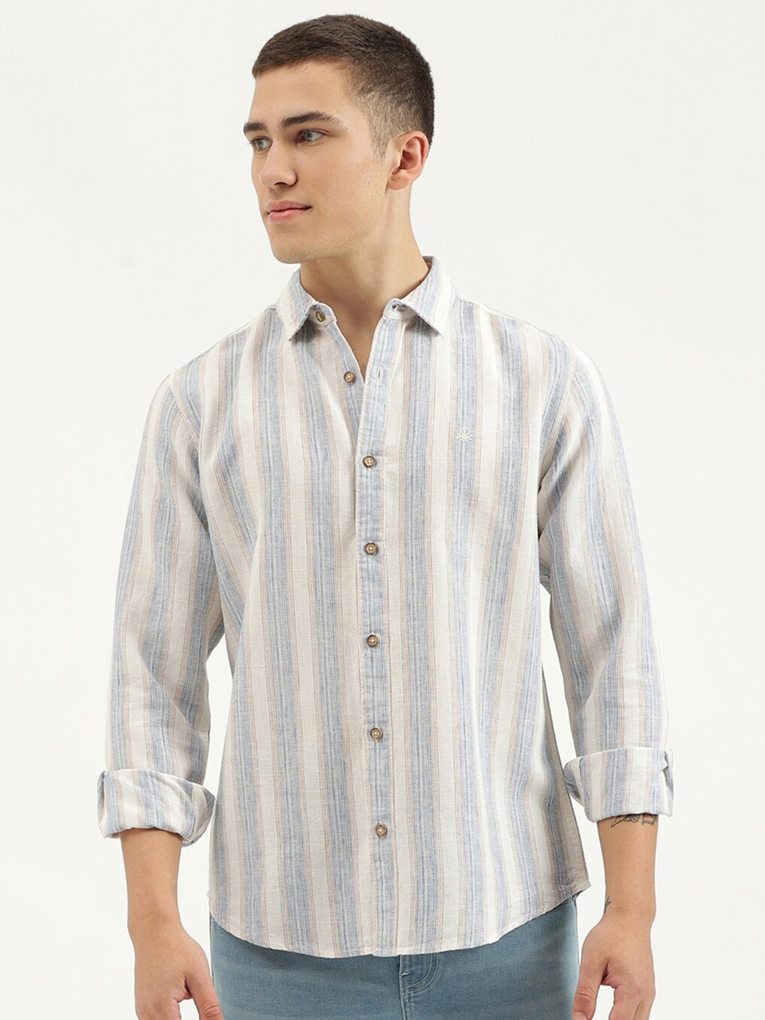 United Colors of Benetton Striped Spread Collar Long Sleeves Casual Shirt, White
United Colors of Benetton Striped Spread Collar Long Sleeves Casual Shirt, White